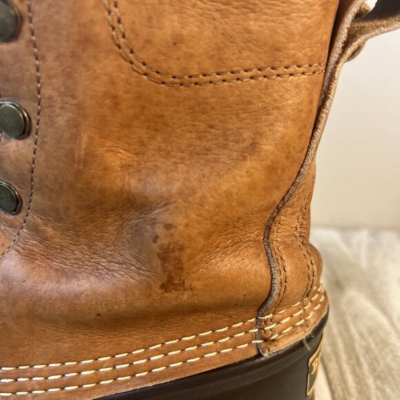 LL Bean Women’s 7 Maine Duck Boots Brown Leather Rubber Hunting Made in USA VTG - Picture 3 of 12